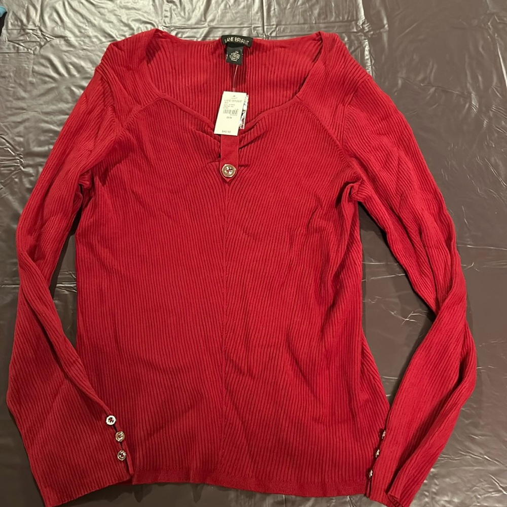 Lane Bryant Red Ribbed long sleeve shirt